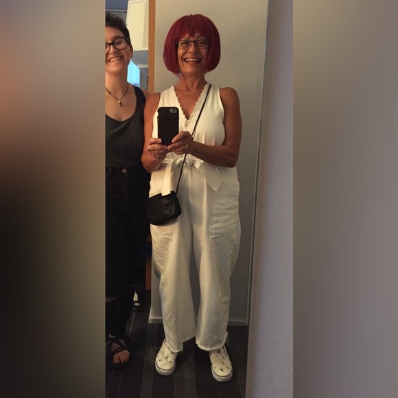 Hackwith Design House Raw Finish Sleeveless Jumper in White Cotton Twill - Picture 4 of 4